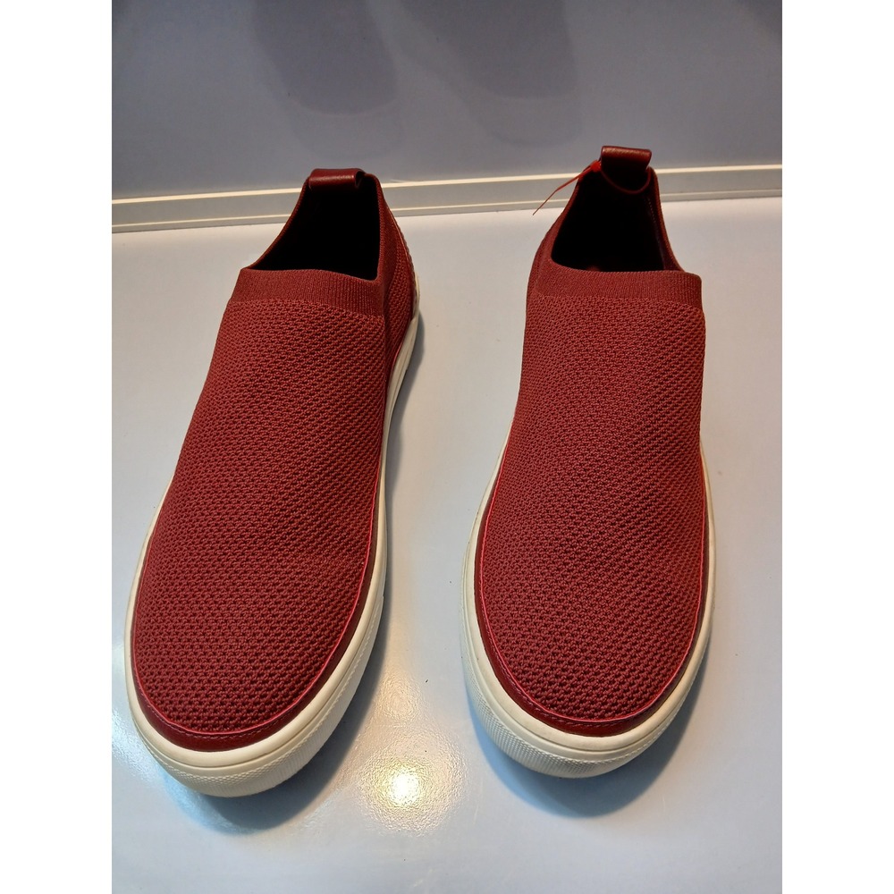 Market & Spruce Womens Knit Slip‎ On Sneakers Burgundy Round Toe Low Top Shoes 9